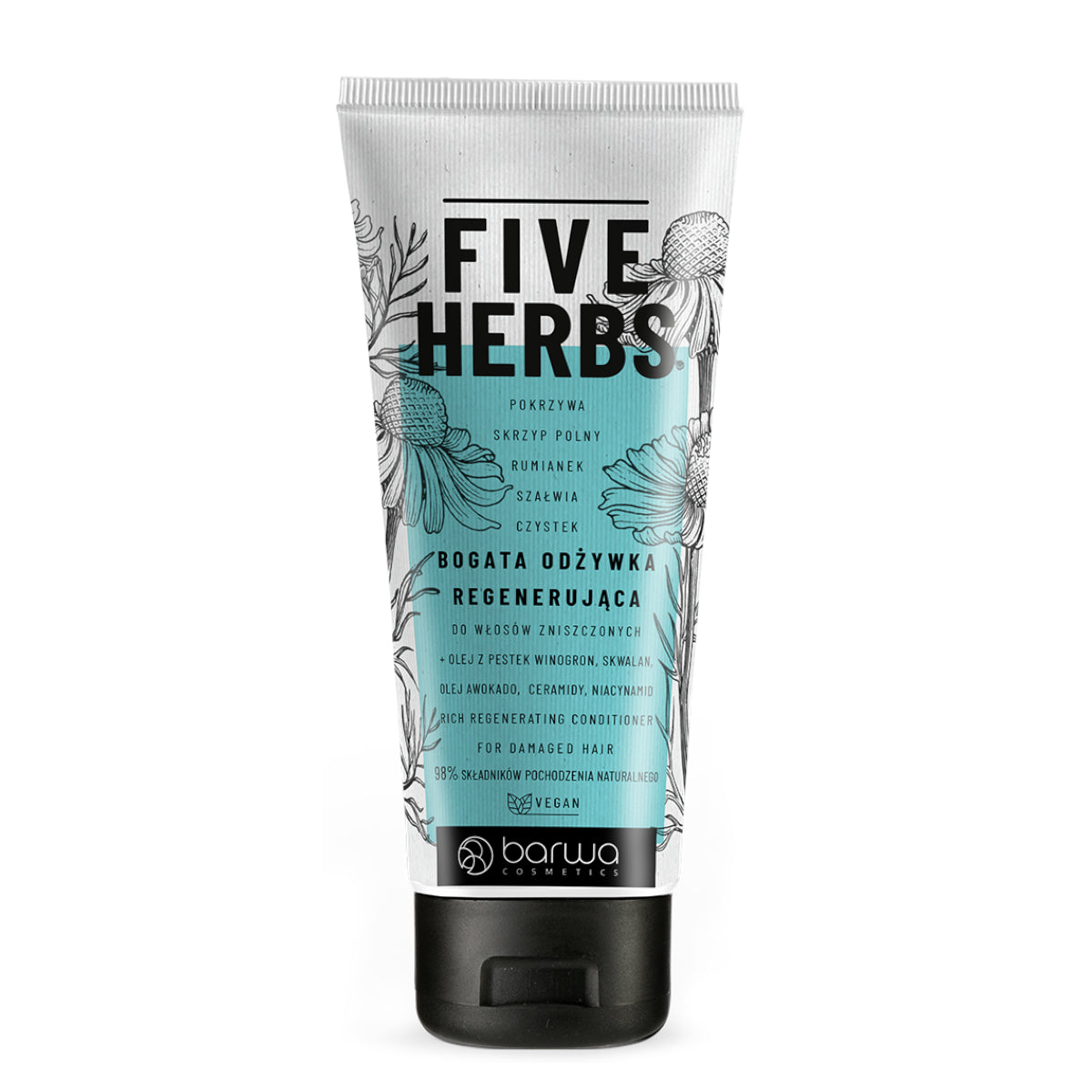Barwa Five Herbs Rich Regenerating Conditioner - retail hair-care container isolated on a white background