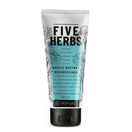 Barwa Five Herbs Rich Regenerating Conditioner - retail hair-care container isolated on a white background