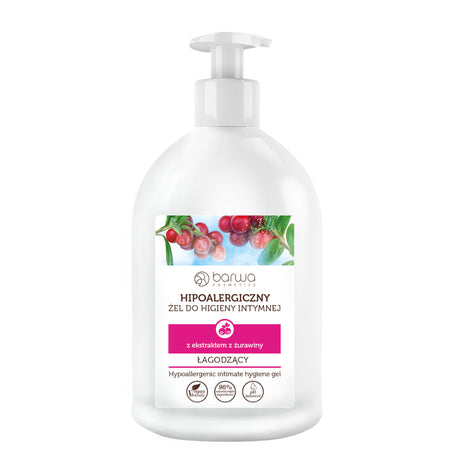 Barwa Hypoallergenic Soothing Intimate Gel Cranberry - arranged with the included components on a white background