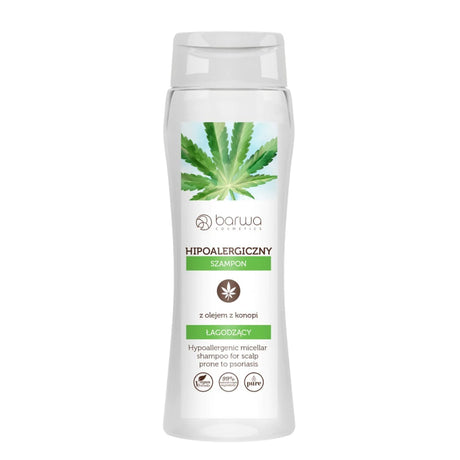 Barwa Hypoallergenic Soothing Shampoo with Hemp Oil - retail hair-care container isolated on a white background