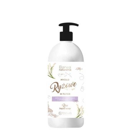 Barwa Nourishing & Moisturising Rice Liquid Soap - arranged with the included components on a white background