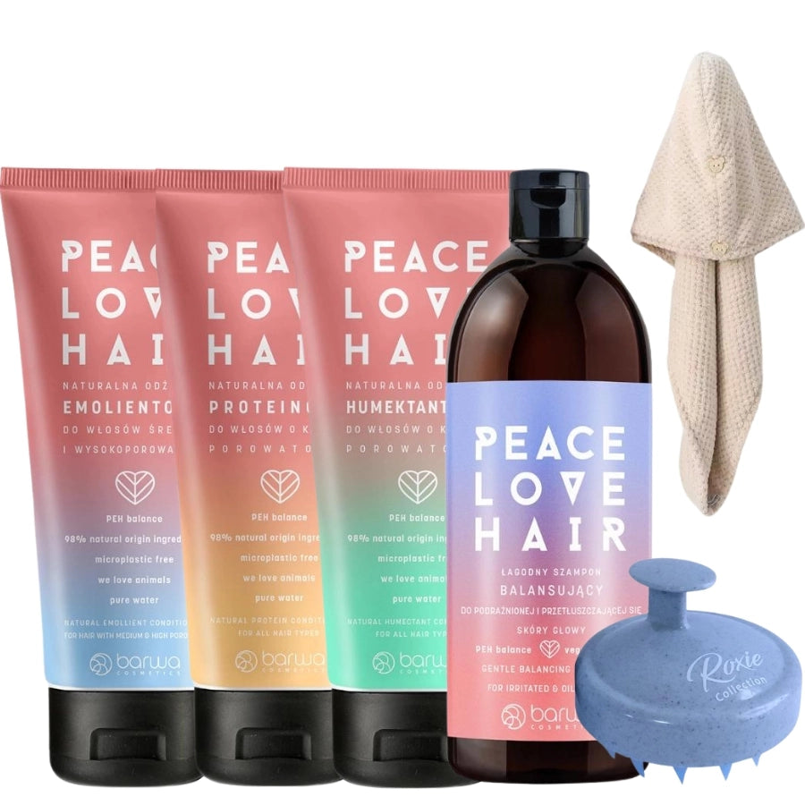Barwa Peace Love Balancing Hair Kit x Roxie for All Porosity Hair - isolated on a white background