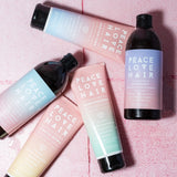 Barwa Peace Love Hair Moisturising Shampoo Dry & Normal Scalp - product and colour result shown on hair