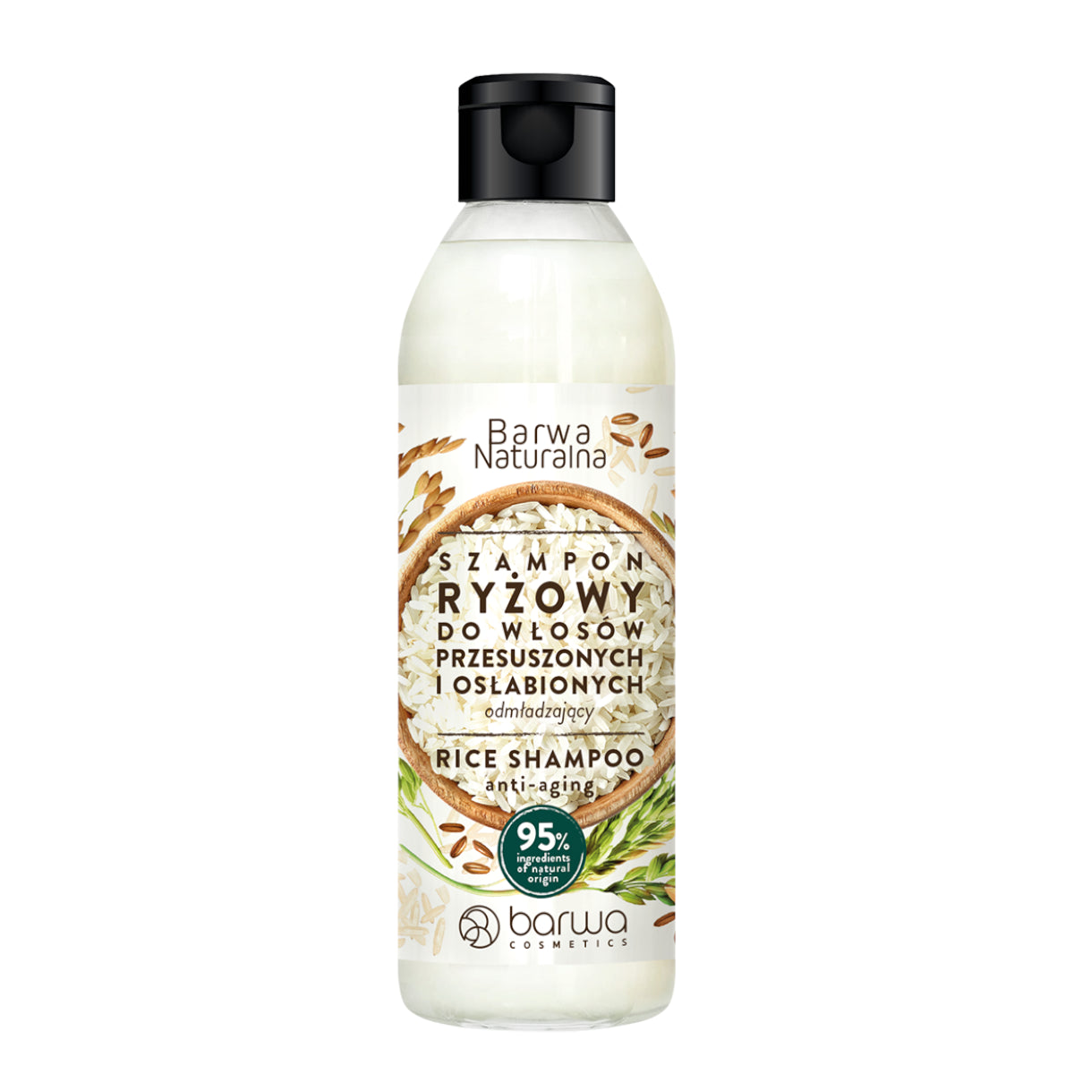 Barwa Rejuvenating Rice Hair Shampoo - 300ml - retail hair-care container isolated on a white background