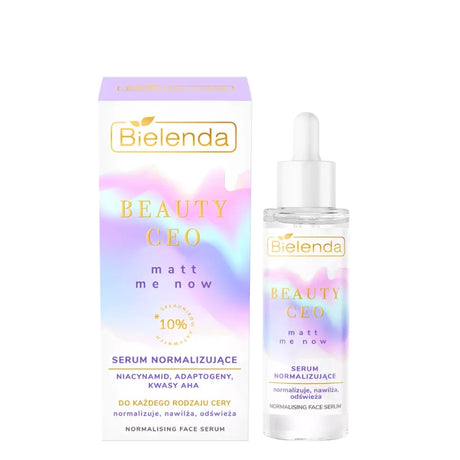 Bielenda Beauty CEO Matt Me Now Normalising Serum - retail packaging on a white background