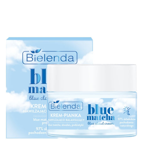 Bielenda Blue Matcha Moisturising & Balancing Cream-Foam - retail packaging on a white background