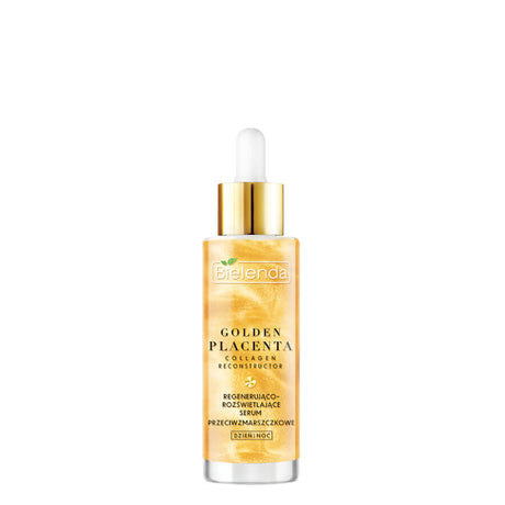 Bielenda Golden Placenta Regenerating & Illuminating Face Serum - retail packaging on a white background