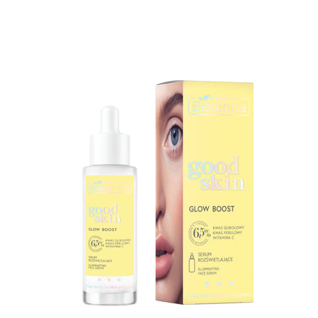 Bielenda Good Skin Illuminating Face Serum Glycolic Acid & Vitamin C - retail packaging on a white background