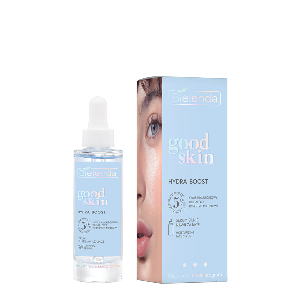 Bielenda Good Skin Moisturising Face Serum Hyaluronic Acid - retail packaging on a white background