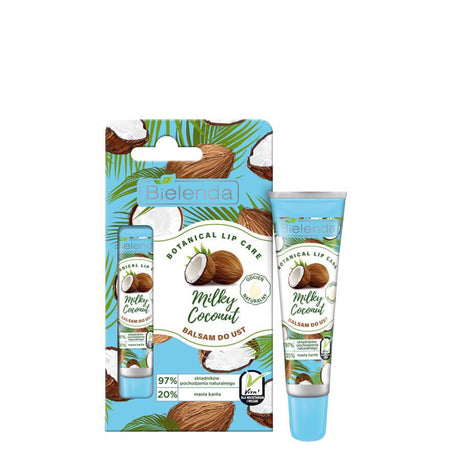 Bielenda Milky Coconut Natural Lip Balm - retail packaging on a white background