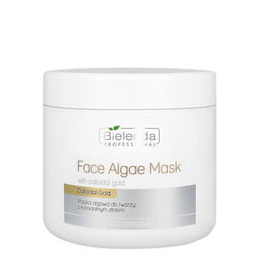 Bielenda Professional Algae Face Mask with Colloidal Gold - open cosmetic jar with its lid on a white background