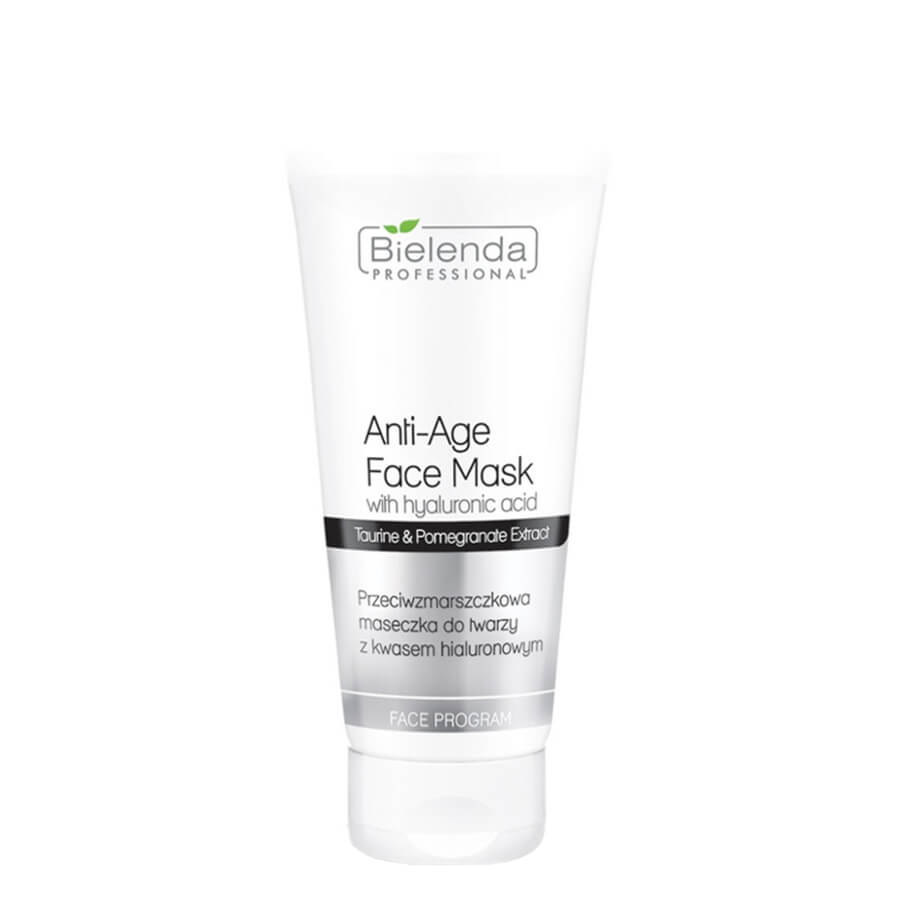 Bielenda Professional Anti Age Face Mask with Hyaluronic Acid - open cosmetic jar with its lid on a white background