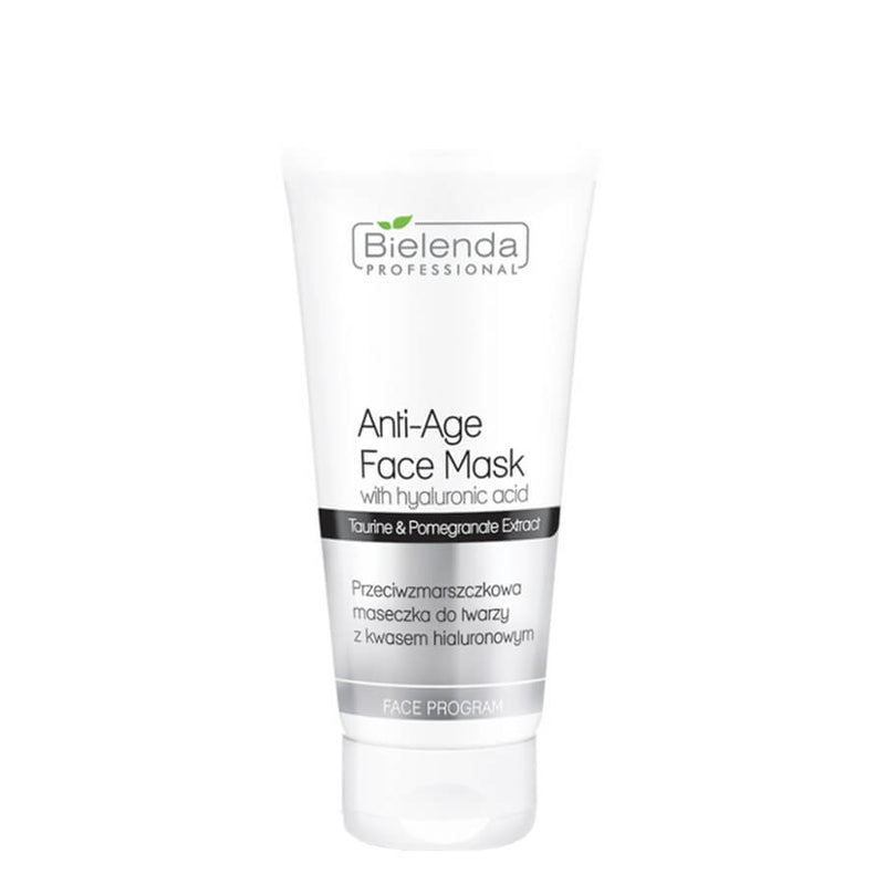 Bielenda Professional Anti Age Face Mask with Hyaluronic Acid - open cosmetic jar with its lid on a white background