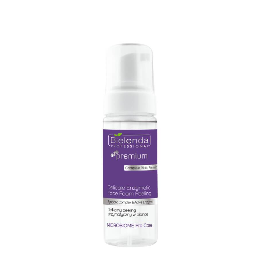 Bielenda Professional Delicate Enzymatic Face Foam Scrub Synbiotic Complex - arranged with the included components on a white background