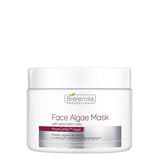 Bielenda Professional Face Algae Mask with Plant Stem Cells - open cosmetic jar with its lid on a white background