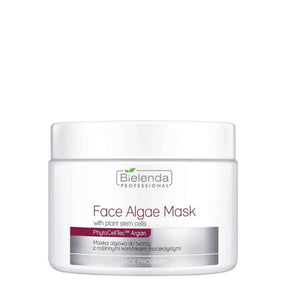 Bielenda Professional Face Algae Mask with Plant Stem Cells - open cosmetic jar with its lid on a white background