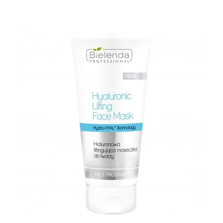 Bielenda Professional Hyaluronic Lifting Face Mask - open cosmetic jar with its lid on a white background