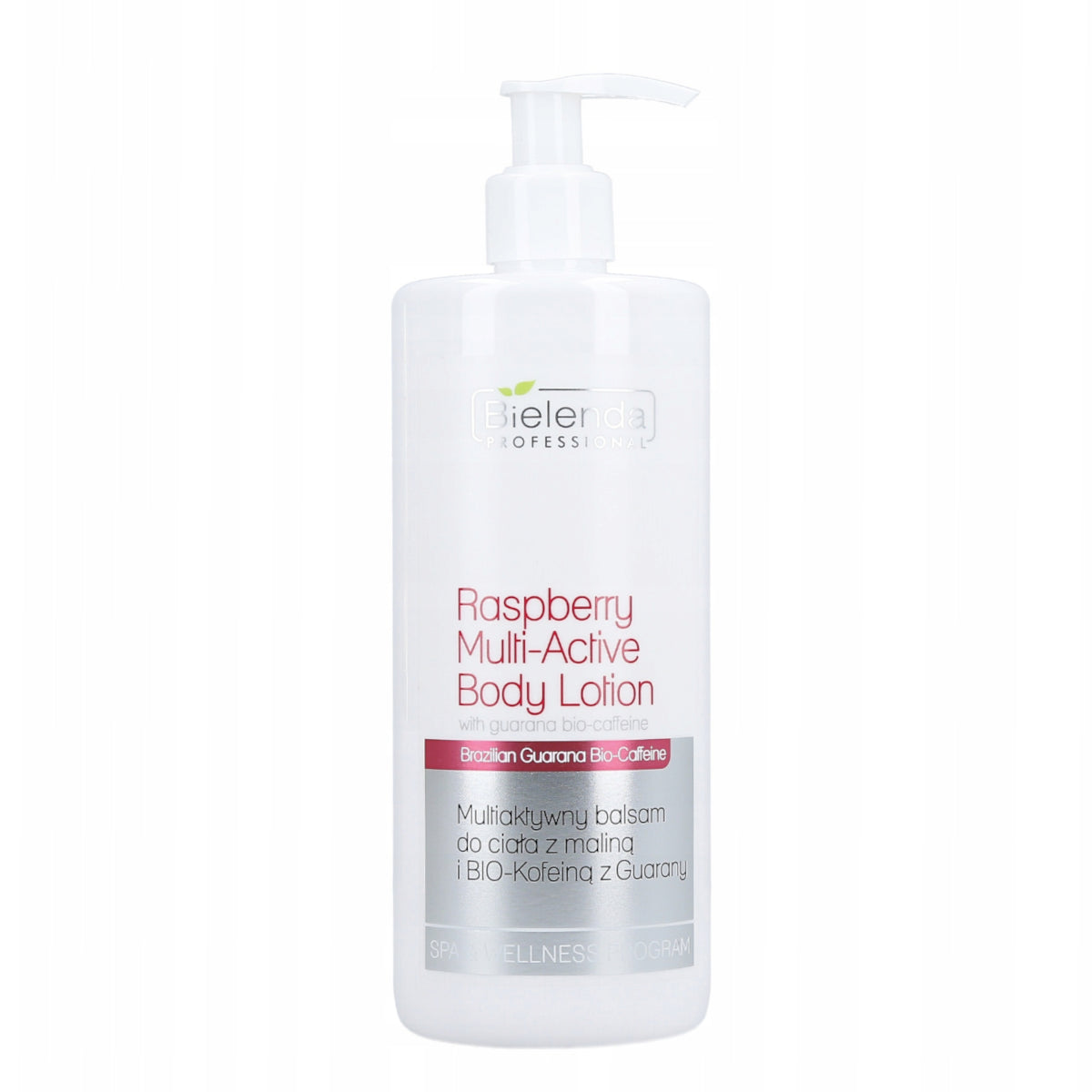 Bielenda Professional Raspberry Multi-Active Body Lotion Brazilian Guarana & Bio-Caffeine - isolated on a white background