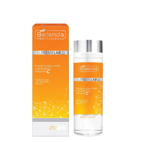 Bielenda Professional Supremelab Energy Boost Energizing Face Toner - arranged with the included components on a white background