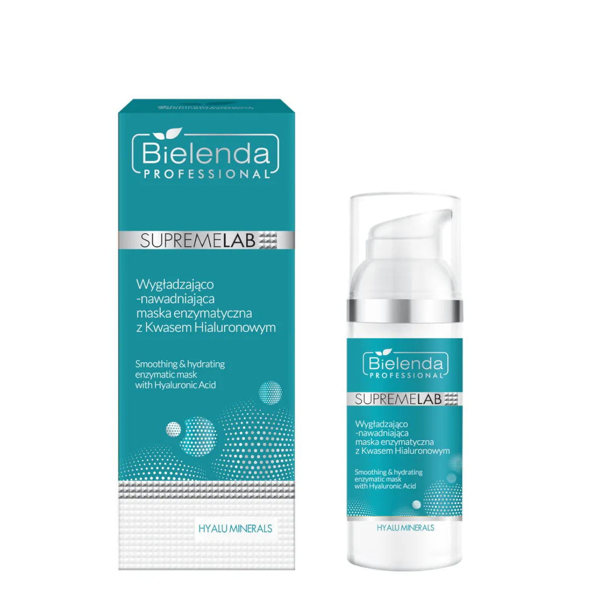 Bielenda Professional Supremelab Hyalu Minerals Enzymatic Face Mask with Hyaluronic Acid - open cosmetic jar with its lid on a white background