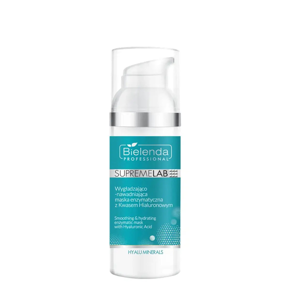 Bielenda Professional Supremelab Hyalu Minerals Enzymatic Face Mask with Hyaluronic Acid - open cosmetic jar with its lid on a white background
