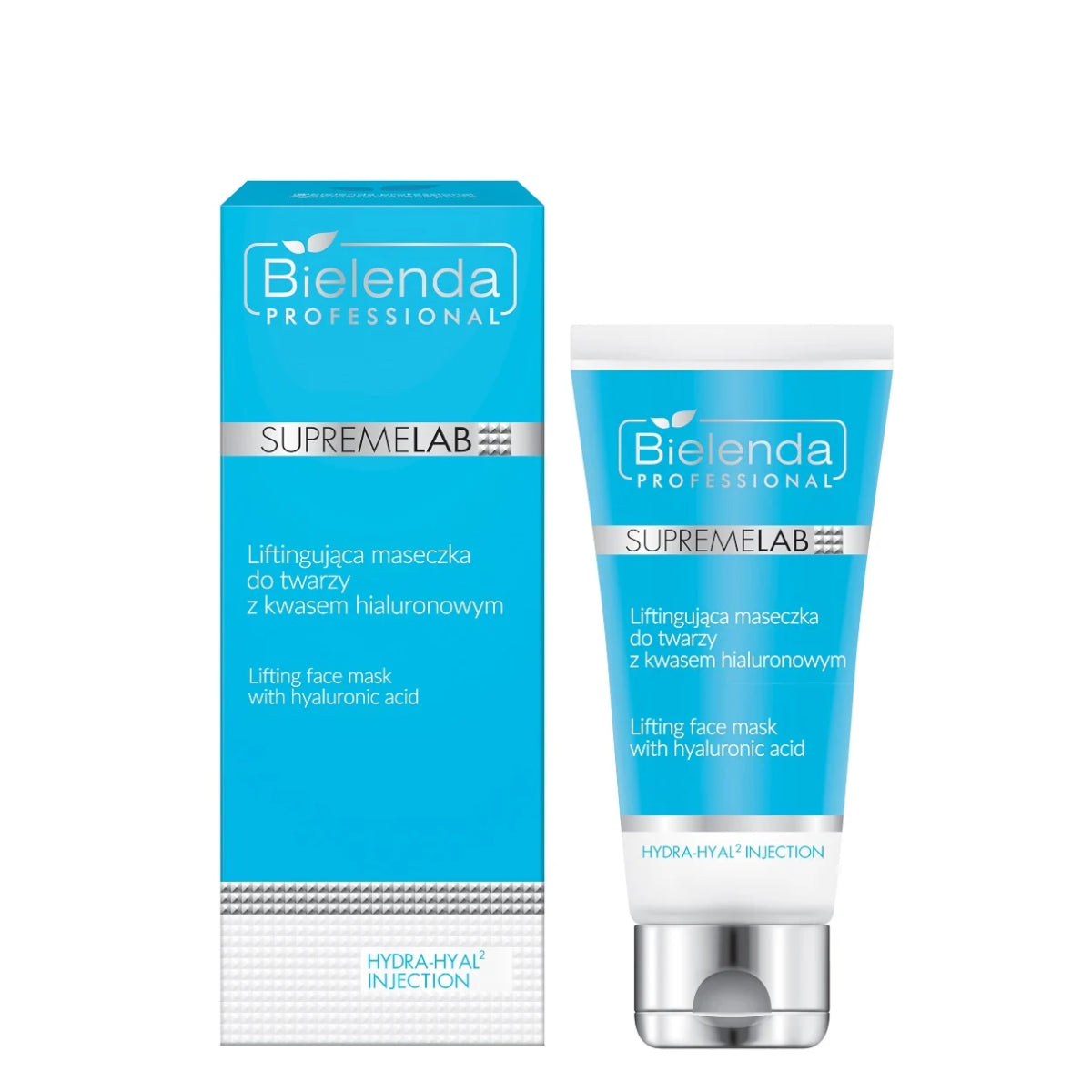 Bielenda Professional SupremeLab Hydra-Hyal2 Injection Lifting Face Mask - open cosmetic jar with its lid on a white background