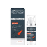 Bielenda Professional SupremeLab Men Line Anti-Ageing Face Cream - arranged with the included components on a white background