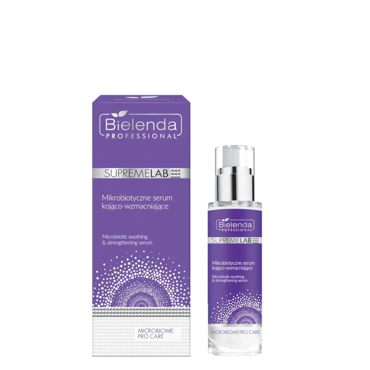 Bielenda Professional Supremelab Microbiome Pro Care Soothing & Strengthening Face Serum - retail packaging on a white background