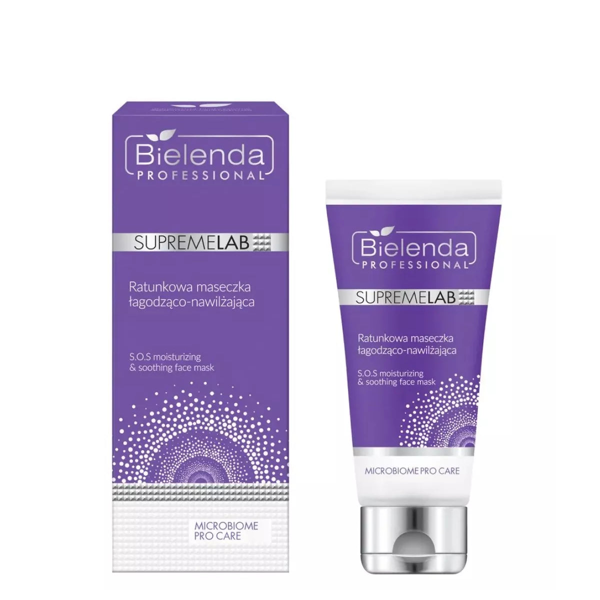 Bielenda Professional Supremelab Microbiome Pro Care SOS Soothing Face Mask - open cosmetic jar with its lid on a white background