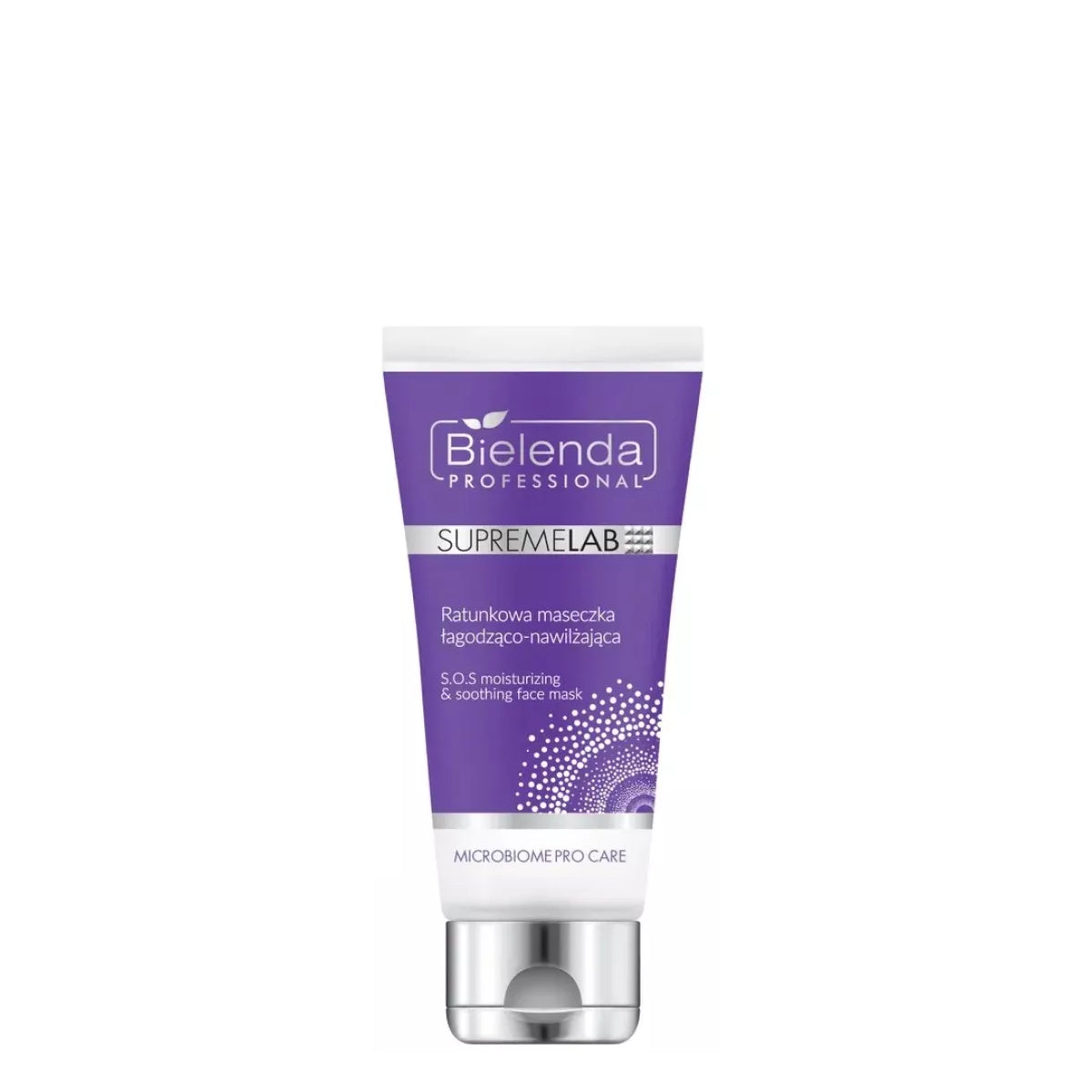 Bielenda Professional Supremelab Microbiome Pro Care SOS Soothing Face Mask - open cosmetic jar with its lid on a white background