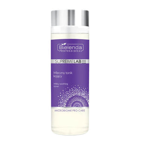 Bielenda Professional Supremelab Milky Soothing Face Toner Microbiome Pro Care - arranged with the included components on a white background