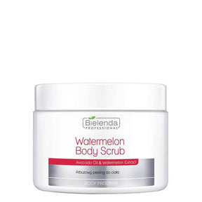 Bielenda Professional Watermelon Body Scrub - arranged with the included components on a white background