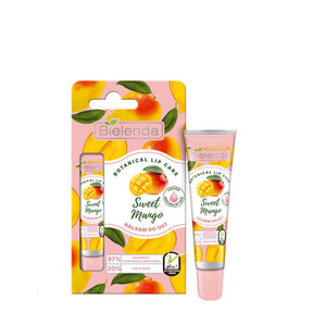Bielenda Sweet Mango Pink Vegan Lip Balm - open product tube with applicator on a white background
