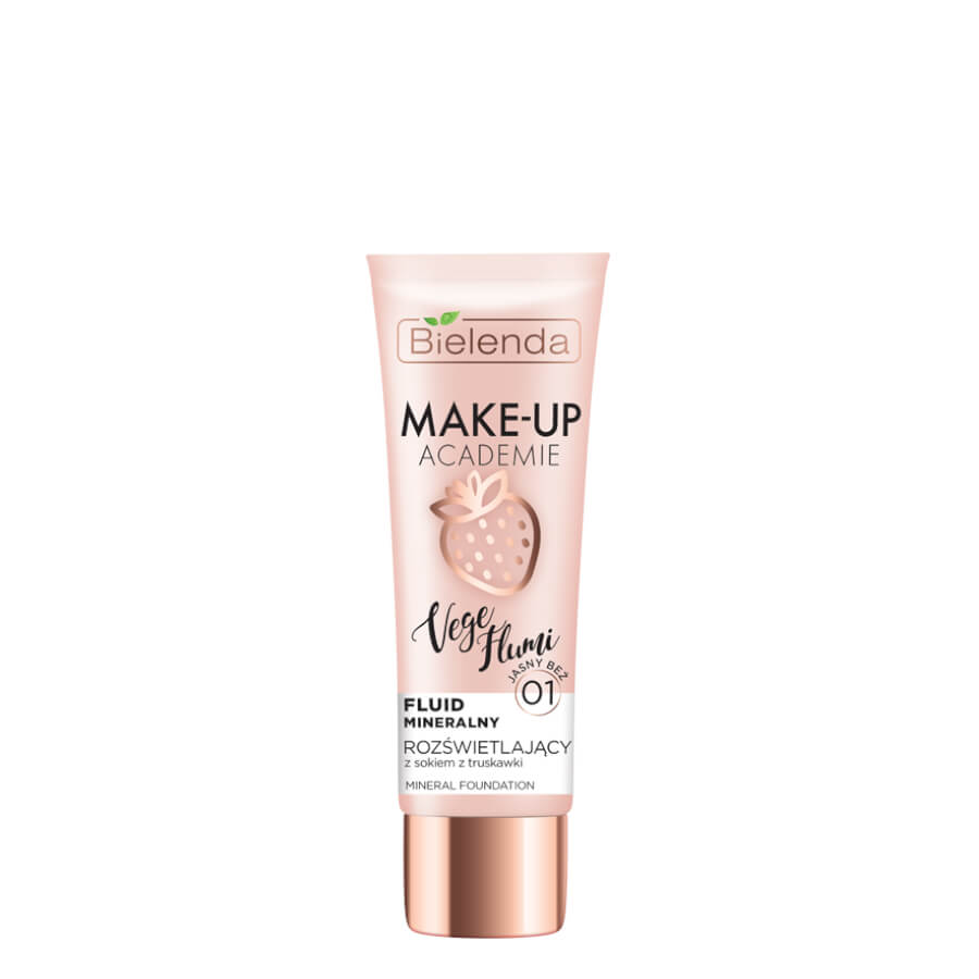 Bielenda Vege Flumi Illuminating Mineral Foundation - 01 Light Beige - foundation container isolated on a white background