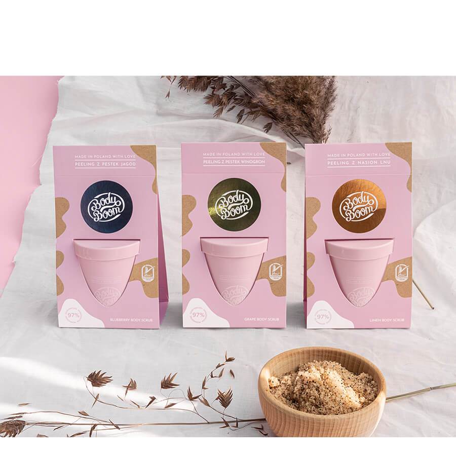 Body Boom Blueberry Body Scrub - displayed in a styled studio photograph
