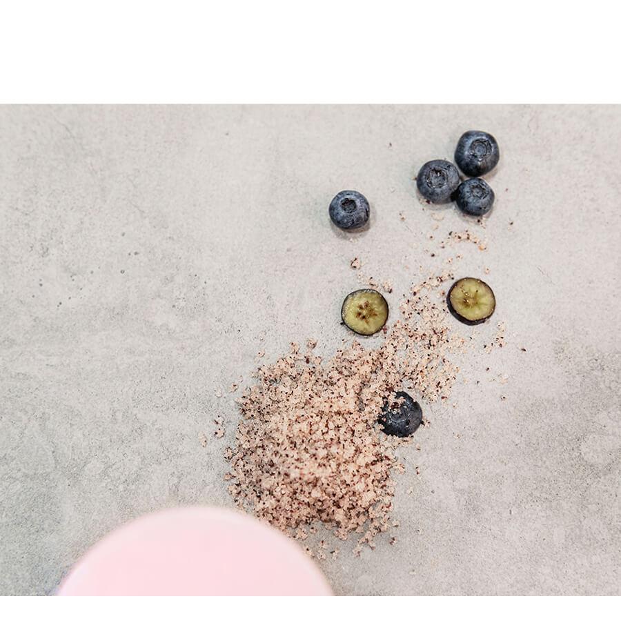 Body Boom Blueberry Body Scrub - displayed in a styled studio photograph