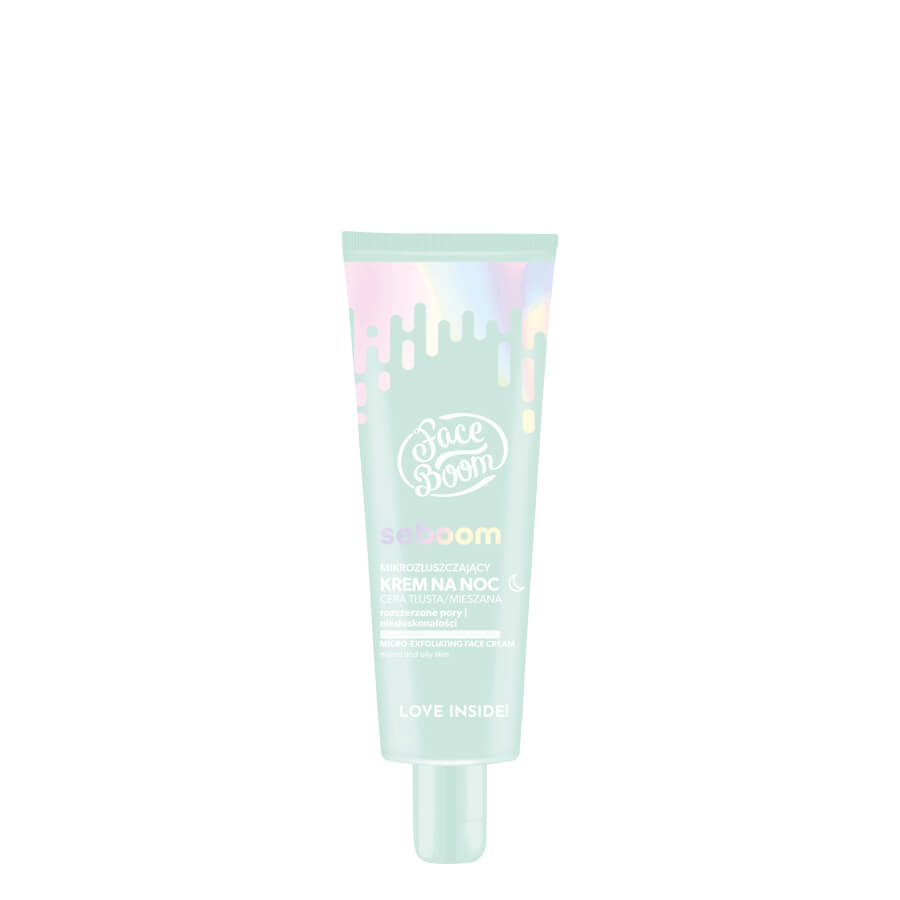 Body Boom Face Boom Microexfoliating Night Cream Oily & Combination Skin - retail packaging on a white background