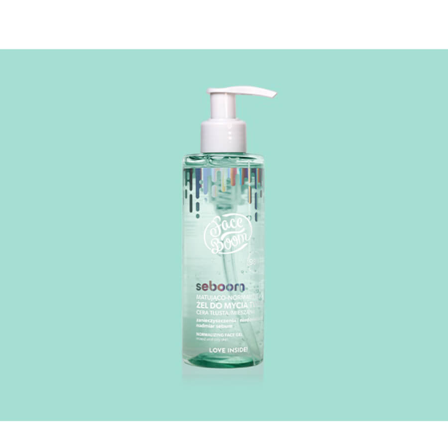 Body Boom Face Boom Normalising Face Wash Gel Oily & Combination Skin - displayed in a styled studio photograph