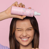 Body Boom Hair Boom Rice Rehab Conditioning Rice Water Hair Mist - product and colour result shown on hair
