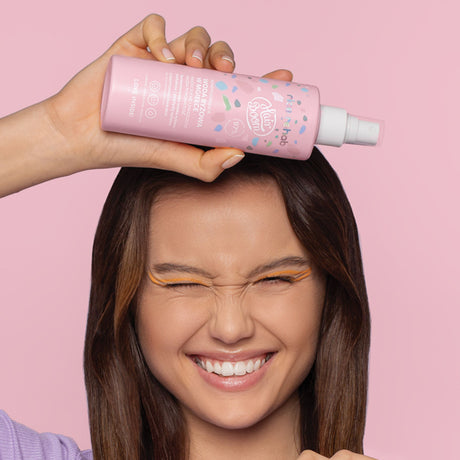 Body Boom Hair Boom Rice Rehab Conditioning Rice Water Hair Mist - product and colour result shown on hair