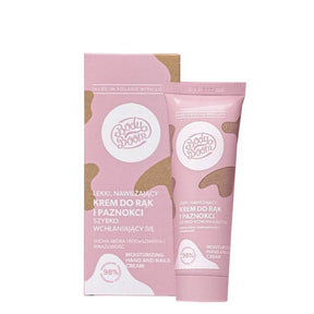 Body Boom Light Moisturising Hand & Nail Cream - arranged with the included components on a white background