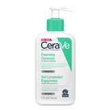CeraVe Foaming Cleanser for Normal & Oily Skin - 236ml - arranged with the included components on a white background