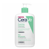 CeraVe Foaming Cleanser for Normal & Oily Skin - 473ml - arranged with the included components on a white background