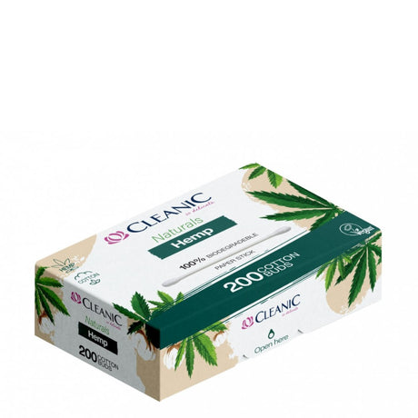 Cleanic Naturals 100% Bio Cotton Buds with Hemp - arranged with the included components on a white background
