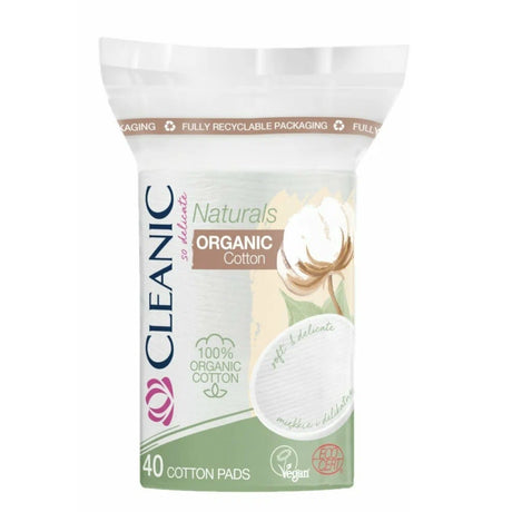 Cleanic Naturals 100% Organic Cotton Oval Pads - arranged with the included components on a white background