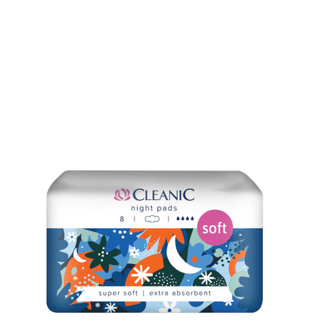 Cleanic Super Soft Night Sanitary Pads - isolated on a white background