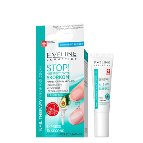 Eveline Express Cuticle Remover with Avocado - arranged with the included components on a white background