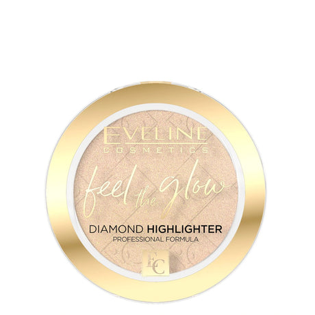 Eveline Feel The Glow Highlighter - 01 Sparkle - powder compact with the shade visible on a white background
