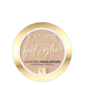 Eveline Feel The Glow Highlighter - 02 Beach Glow - powder compact with the shade visible on a white background