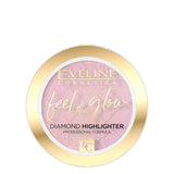 Eveline Feel The Glow Highlighter - 03 Rose Gold - powder compact with the shade visible on a white background